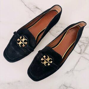 Tory Burch Black Flats with Gold Logo
